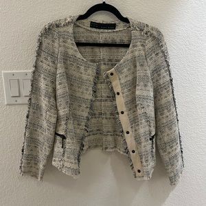 Cropped tweed jacket.